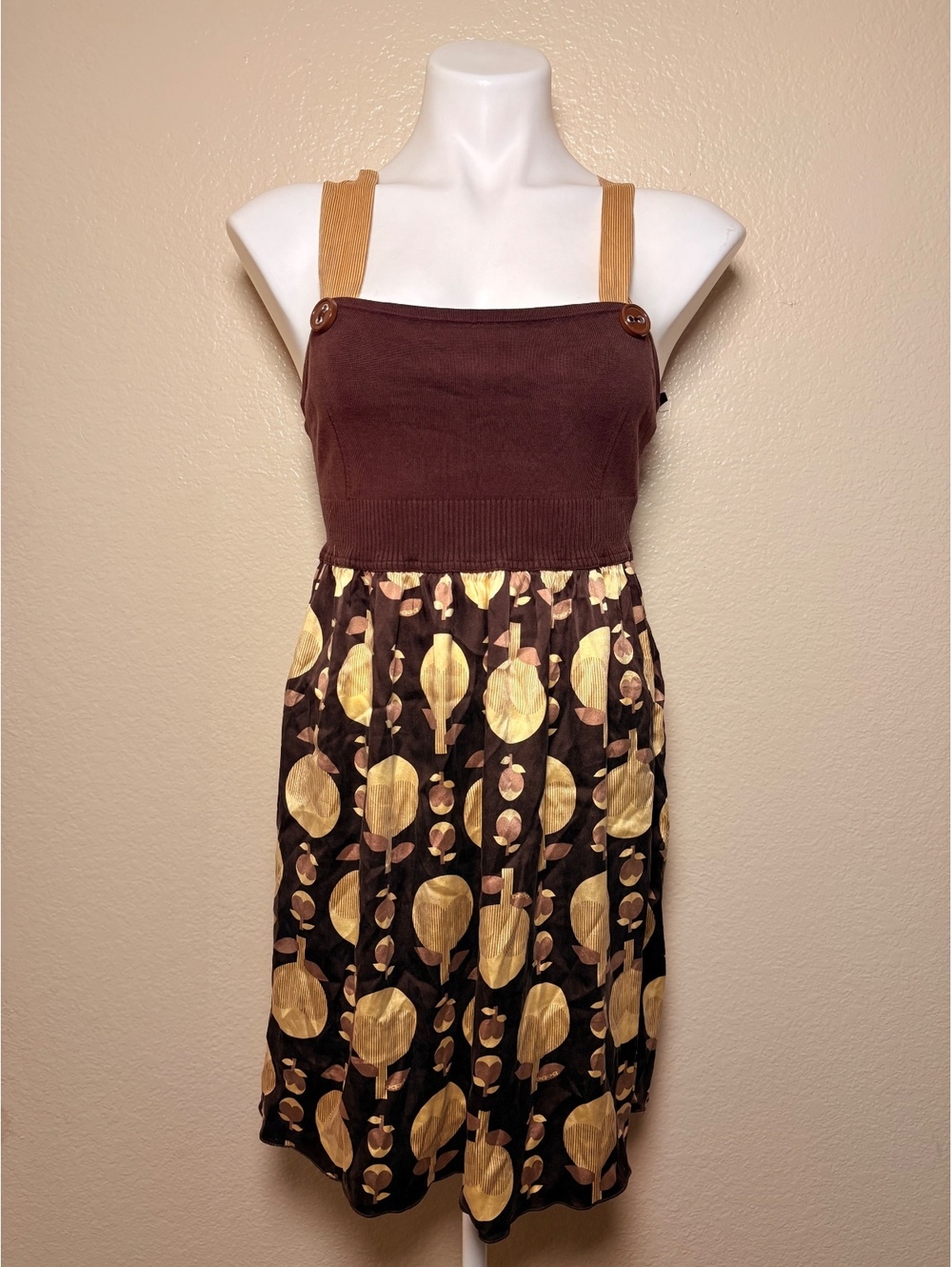 Y2K Bebe Women's Brown and Gold Sleeveless Dress Size Small #11